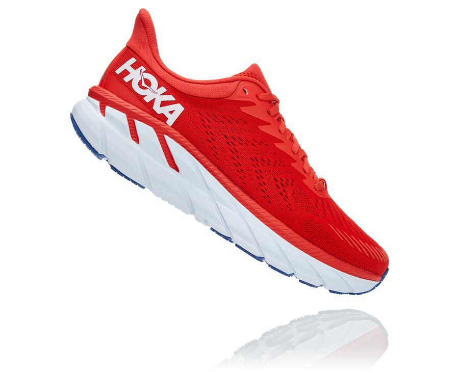 Hoka One One Tenisky Panske Červené/Biele - Clifton 7 - 13547-XJUV